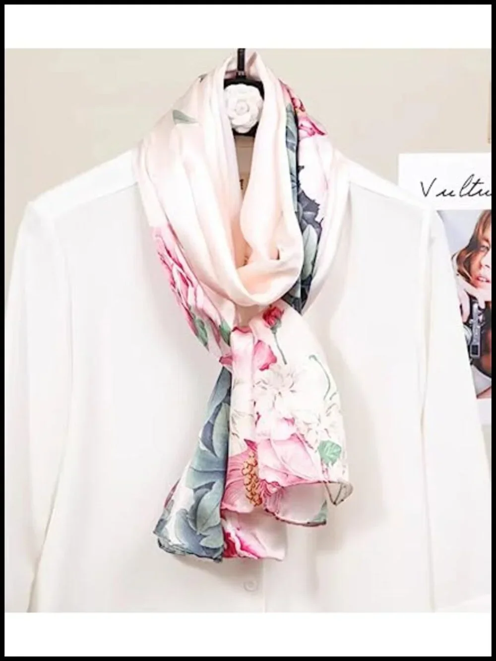 100% Silk Long Oblong Scarf Women Shawl Wrap Versatile Gift